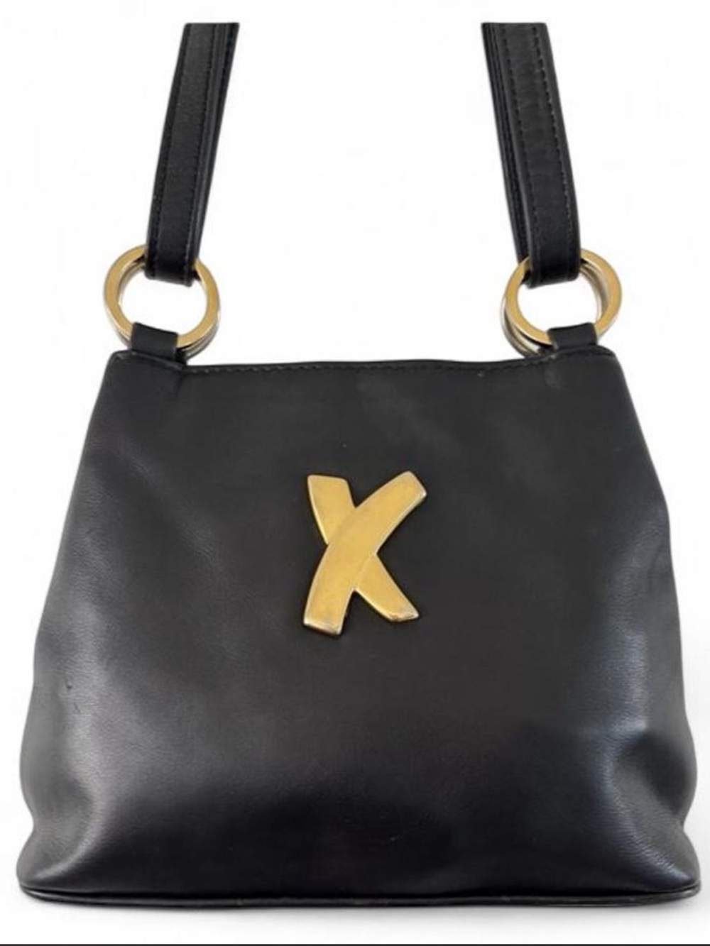 Paloma Picasso Black Shoulder Bag with Gold Hardware
